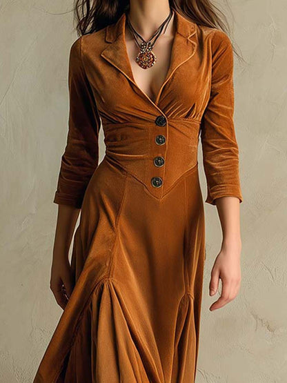 Vestido de terciopelo elegante con estilo blazer de los años 70
