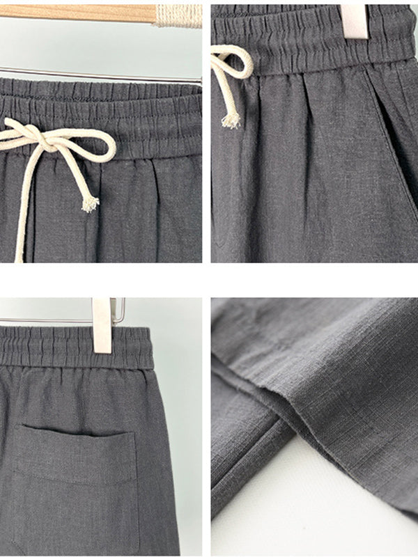 Shorts Casuales de Algodón y Lino Hombre