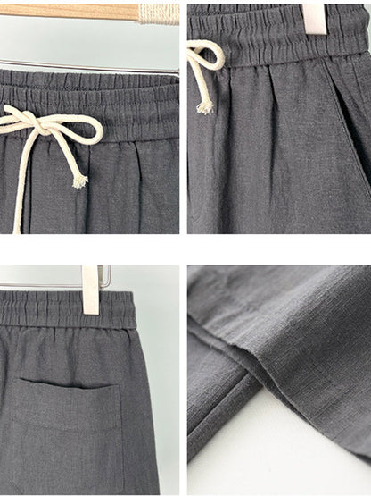 Shorts Casuales de Algodón y Lino Hombre