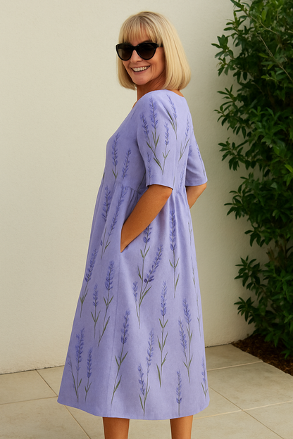 Eliza | Vestido midi relajado: elegancia sin esfuerzo, comodidad diaria