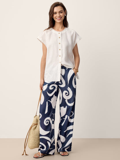 Pantalón de pierna recta con estampado abstracto de lino ORLA