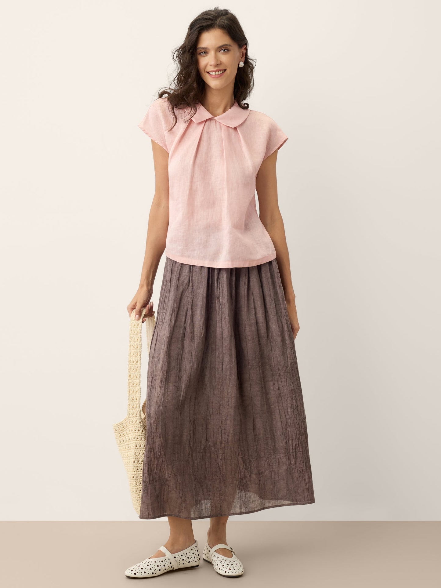 Falda Lyocell Cintura Plisada Texturizada ROSAMUND