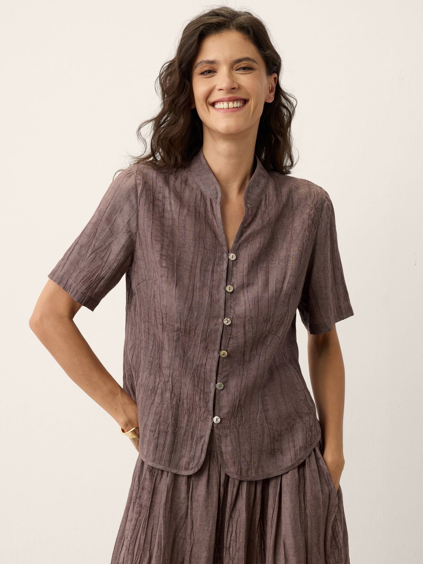 Chaqueta Lyocell Cuello Alto Texturizado PHILIPPA