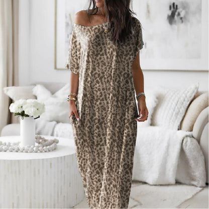 Vestido casual holgado asimétrico de hombro descubierto