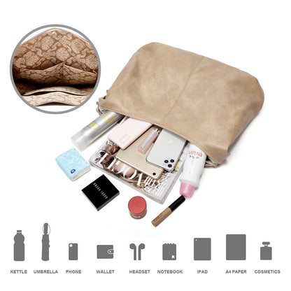 Conjunto de 3 piezas de bolso hobo suave y holgado