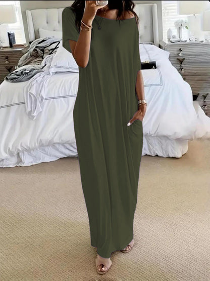 Vestido casual holgado asimétrico de hombro descubierto