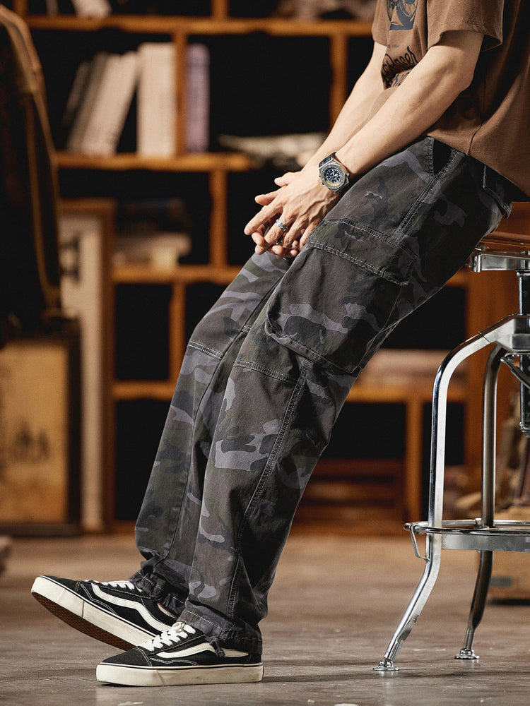 Pantalón Cargo Camuflaje Americano Estilo Vintage Hombre