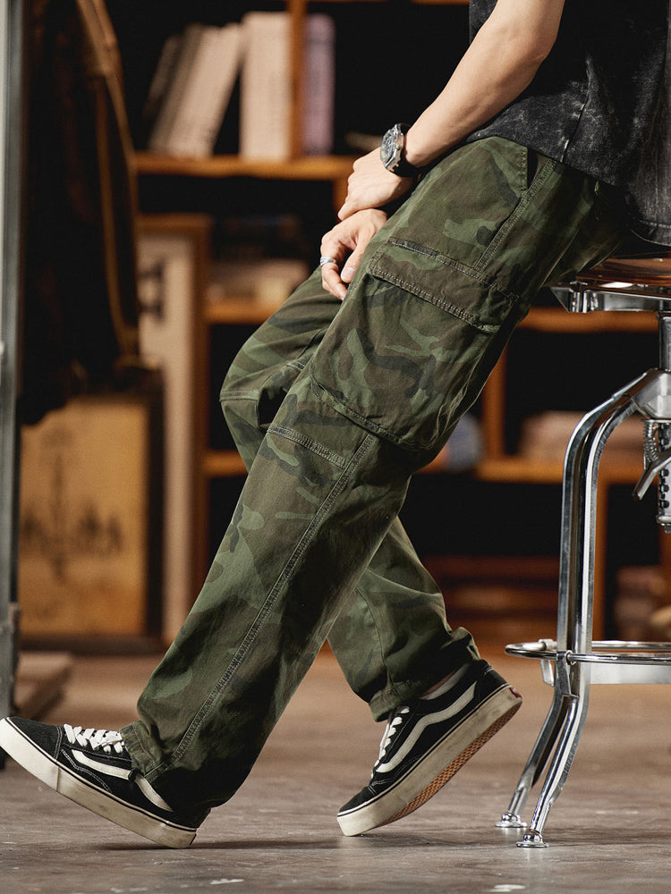 Pantalón Cargo Camuflaje Americano Estilo Vintage Hombre