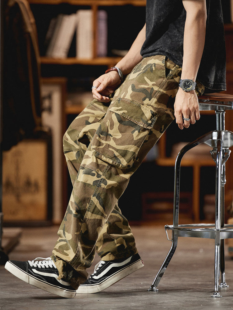 Pantalón Cargo Camuflaje Americano Estilo Vintage Hombre