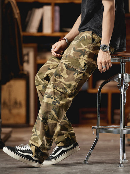 Pantalón Cargo Camuflaje Americano Estilo Vintage Hombre
