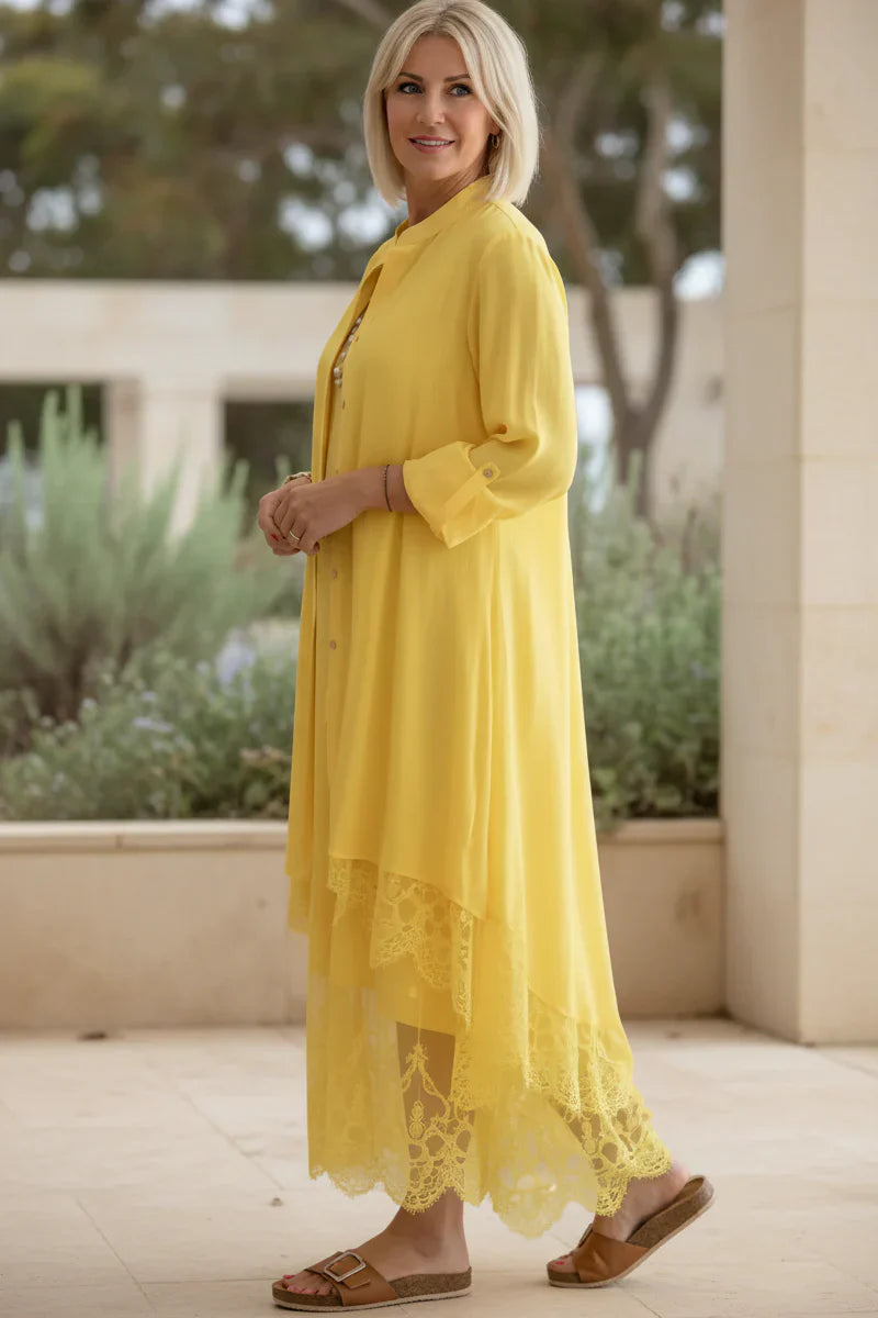 LYRA – VESTIDO FLUJO CON PUNTO DE ENCAJE