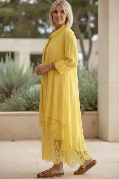 LYRA – VESTIDO FLUJO CON PUNTO DE ENCAJE