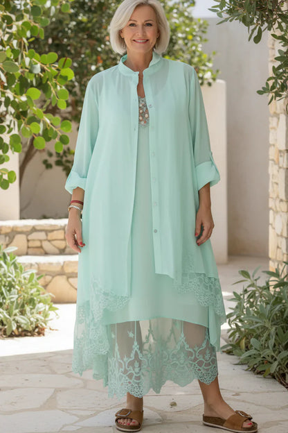 LYRA – VESTIDO FLUJO CON PUNTO DE ENCAJE