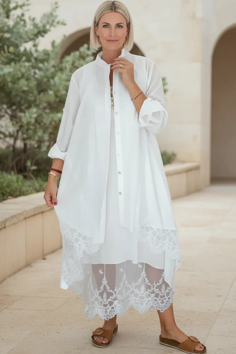 LYRA – VESTIDO FLUJO CON PUNTO DE ENCAJE