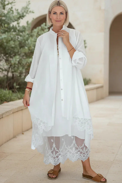 LYRA – VESTIDO FLUJO CON PUNTO DE ENCAJE