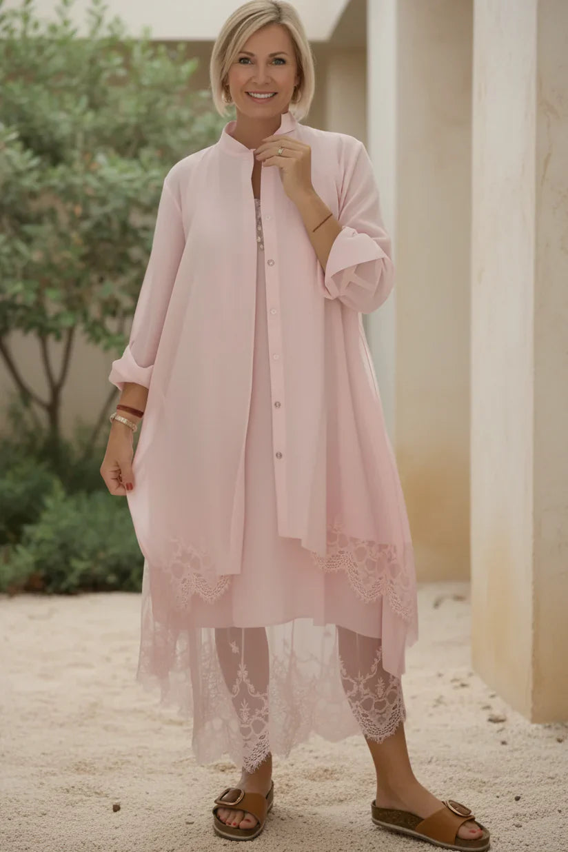 LYRA – VESTIDO FLUJO CON PUNTO DE ENCAJE