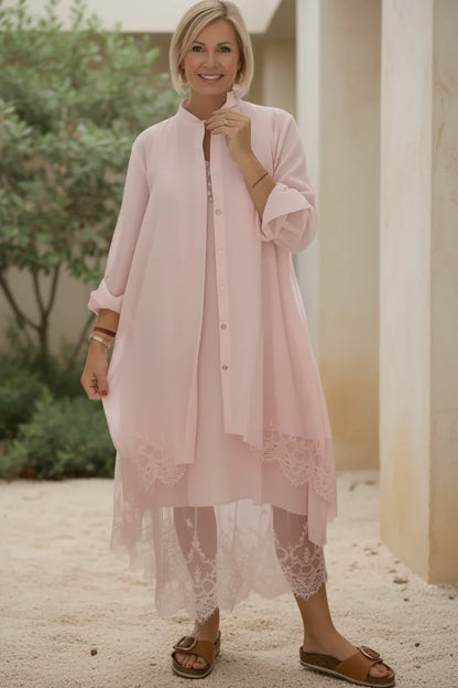 LYRA – VESTIDO FLUJO CON PUNTO DE ENCAJE