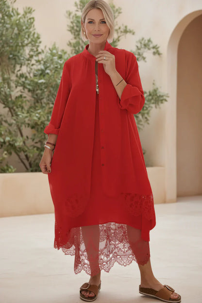 LYRA – VESTIDO FLUJO CON PUNTO DE ENCAJE