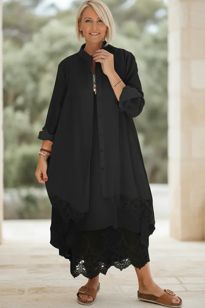 LYRA – VESTIDO FLUJO CON PUNTO DE ENCAJE