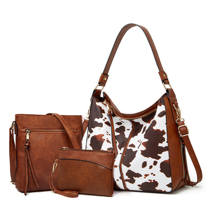 Conjunto de 3 bolsos hobo de cuero de lujo con estampado