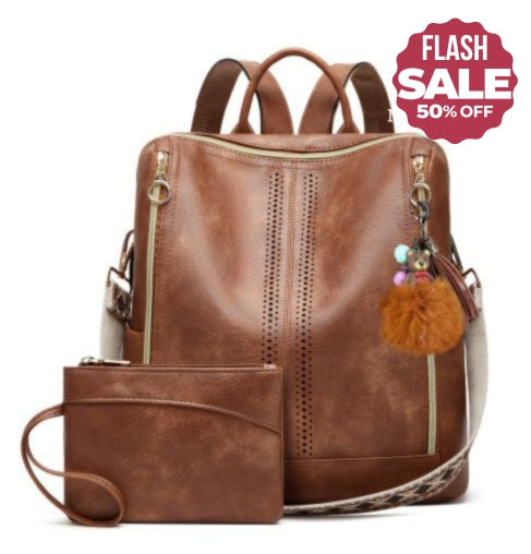 Mochila convertible 2 en 1 de cuero de lujo con estuche gratis
