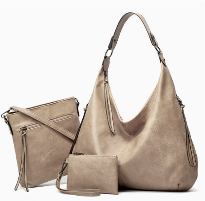 Conjunto de 3 piezas de bolso hobo suave y holgado